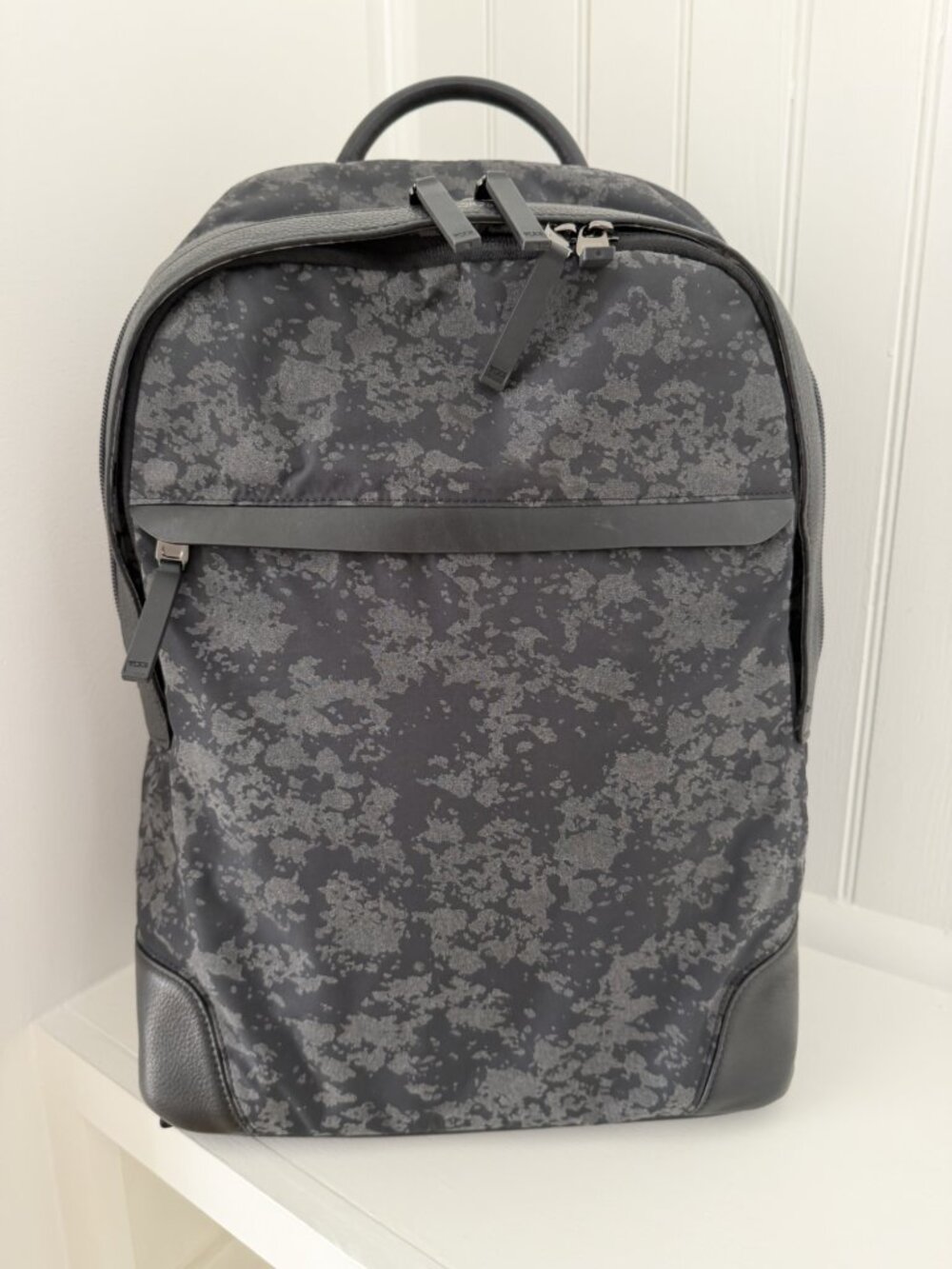 Tumi Dalston Massie Camo Nylon & Leather Laptop Backpack — Black Grey